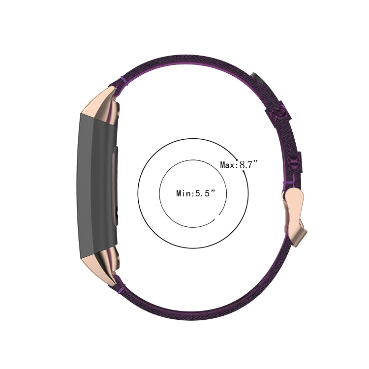 For Fitbit Charge 4 / Charge 3 / Charge 3 SE Stainless Steel Head Grain Nylon Denim Replacement Strap Watchband(Light Purple) by bashfashion