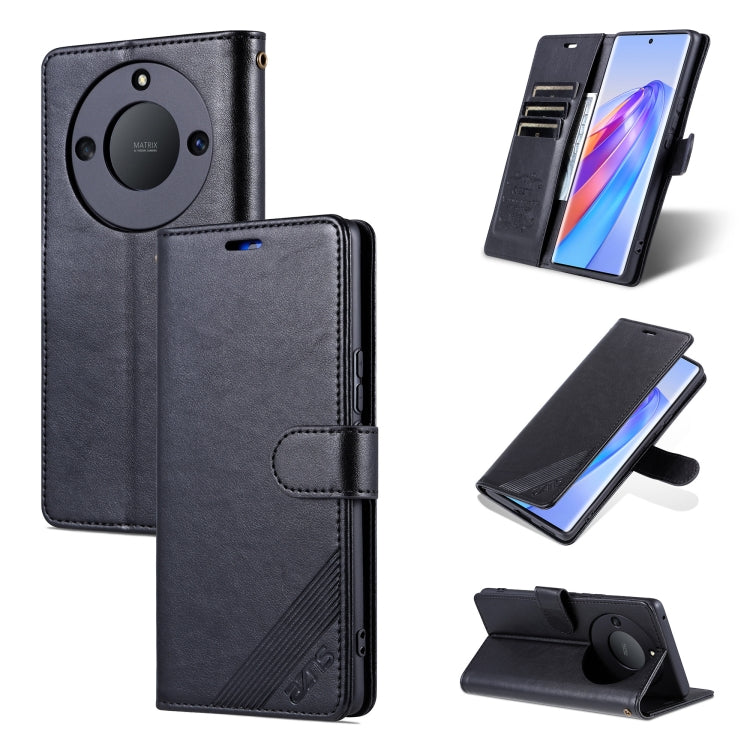 For Honor X50 AZNS Sheepskin Texture Flip Leather Phone Case(Black) by AZNS