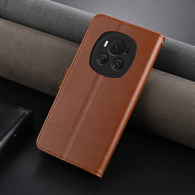 For Honor Magic6 AZNS Sheepskin Texture Flip Leather Phone Case(Brown) by AZNS