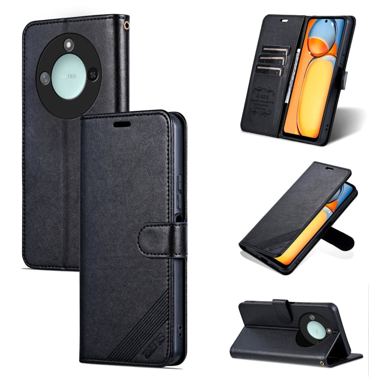 For Honor X60 AZNS Sheepskin Texture Flip Leather Phone Case(Black) by AZNS