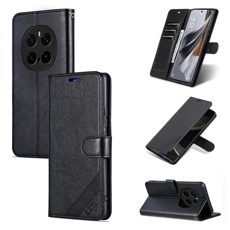 For Honor Magic7 Pro AZNS Sheepskin Texture Flip Leather Phone Case(Black) by AZNS