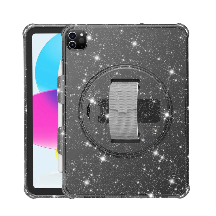 For iPad Pro 11 2022 / 2021 Terminator Shockproof Glitter Powder Tablet Case with Grip Strap(Black) by bashfashion