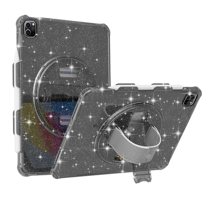 For iPad Pro 11 2022 / 2021 Terminator Shockproof Glitter Powder Tablet Case with Grip Strap(Black) by bashfashion