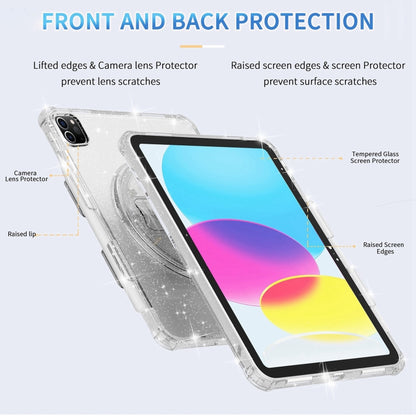 For iPad Pro 11 2022 / 2021 Terminator Shockproof Glitter Powder Tablet Case with Grip Strap(Gold) by bashfashion