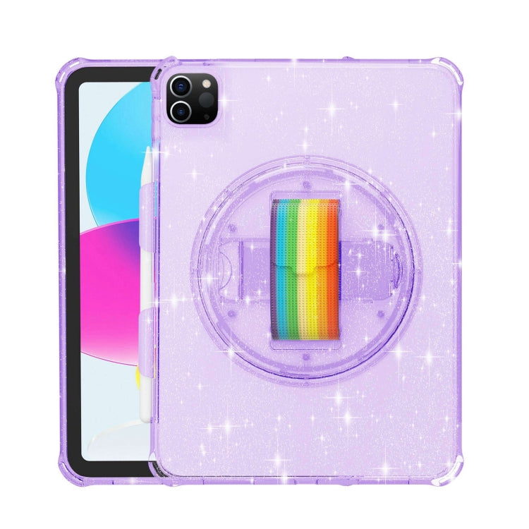 For iPad Pro 11 2022 / 2021 Terminator Shockproof Glitter Powder Tablet Case with Grip Strap(Purple) by bashfashion