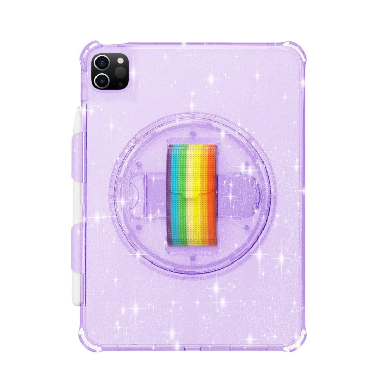 For iPad Pro 11 2022 / 2021 Terminator Shockproof Glitter Powder Tablet Case with Grip Strap(Purple) by bashfashion