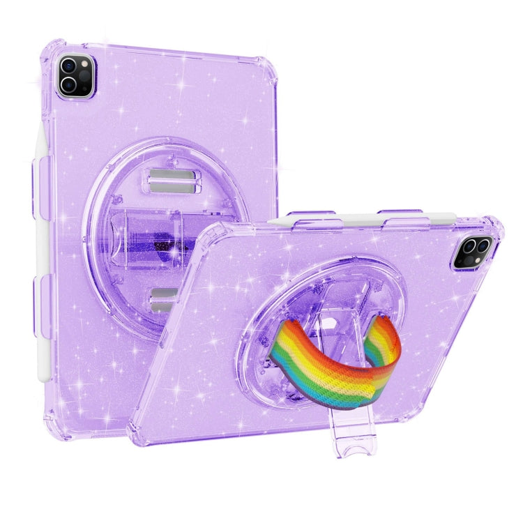 For iPad Pro 11 2022 / 2021 Terminator Shockproof Glitter Powder Tablet Case with Grip Strap(Purple) by bashfashion