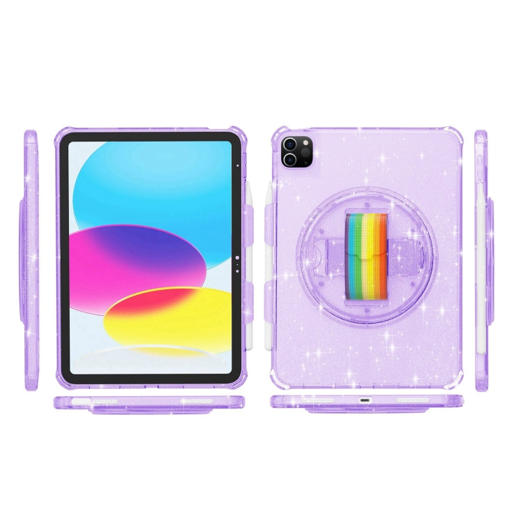 For iPad Pro 11 2022 / 2021 Terminator Shockproof Glitter Powder Tablet Case with Grip Strap(Purple) by bashfashion