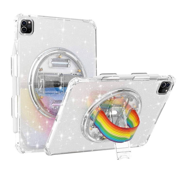 For iPad Pro 11 2022 / 2021 Terminator Shockproof Glitter Powder Tablet Case with Grip Strap(White) by bashfashion