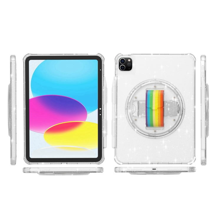 For iPad Pro 11 2022 / 2021 Terminator Shockproof Glitter Powder Tablet Case with Grip Strap(White) by bashfashion