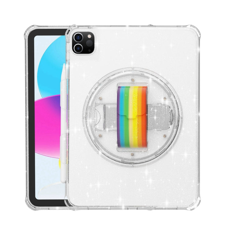For iPad Pro 11 2022 / 2021 Terminator Shockproof Glitter Powder Tablet Case with Grip Strap(Transparent) by bashfashion