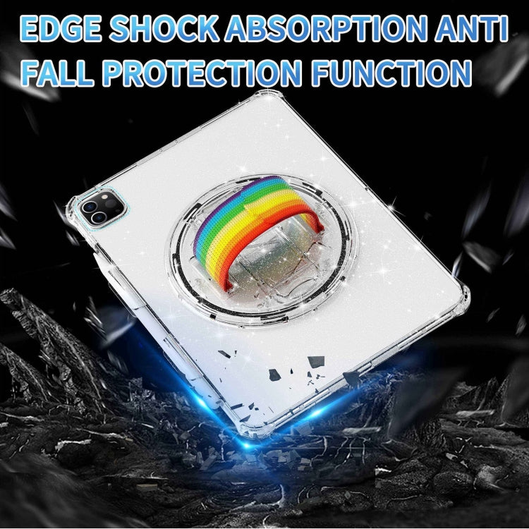 For iPad Pro 11 2022 / 2021 Terminator Shockproof Glitter Powder Tablet Case with Grip Strap(Transparent) by bashfashion