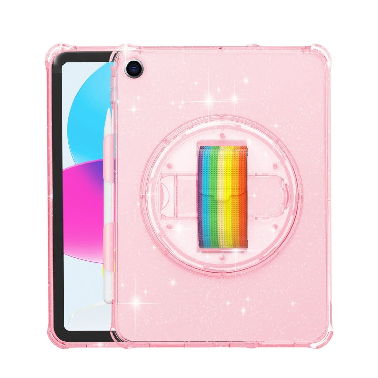 For iPad 10.2 2021 / 2020 / 10.5 Terminator Shockproof Glitter Powder Tablet Case with Grip Strap(Pink) by bashfashion