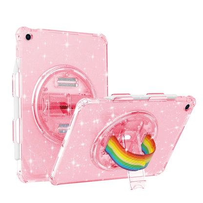 For iPad 10.2 2021 / 2020 / 10.5 Terminator Shockproof Glitter Powder Tablet Case with Grip Strap(Pink) by bashfashion