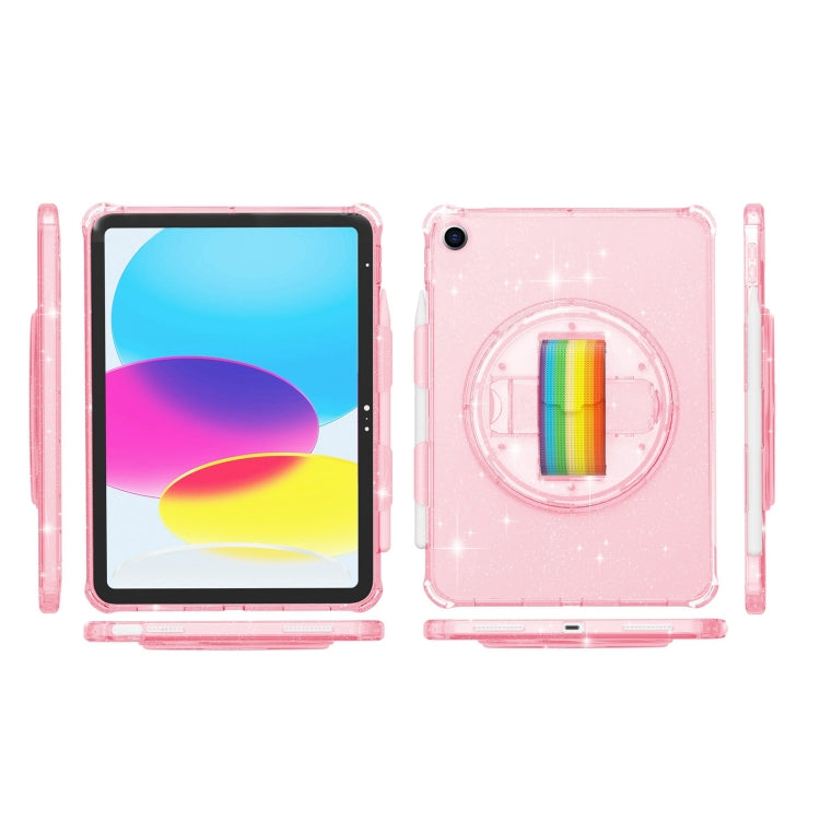 For iPad 10.2 2021 / 2020 / 10.5 Terminator Shockproof Glitter Powder Tablet Case with Grip Strap(Pink) by bashfashion