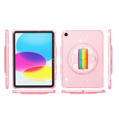 For iPad 10.2 2021 / 2020 / 10.5 Terminator Shockproof Glitter Powder Tablet Case with Grip Strap(Pink) by bashfashion