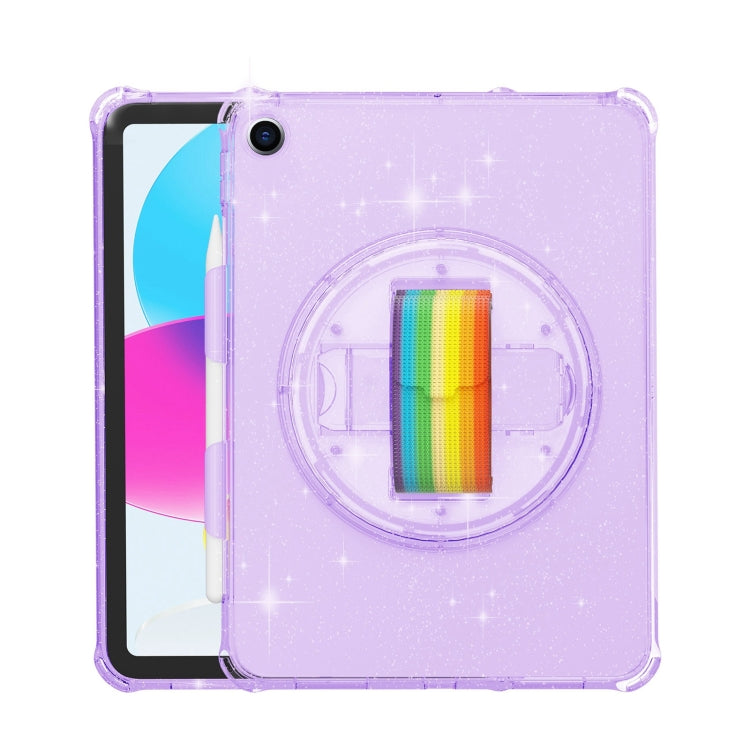 For iPad 10.2 2021 / 2020 / 10.5 Terminator Shockproof Glitter Powder Tablet Case with Grip Strap(Purple) by bashfashion
