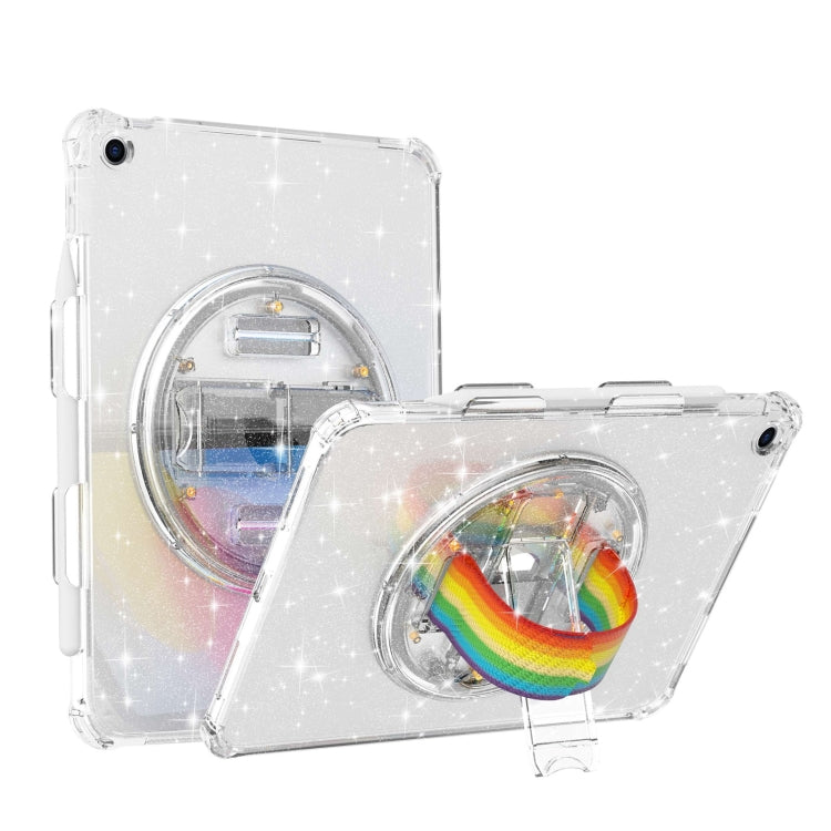For iPad 10.2 2021 / 2020 / 10.5 Terminator Shockproof Glitter Powder Tablet Case with Grip Strap(White) by bashfashion