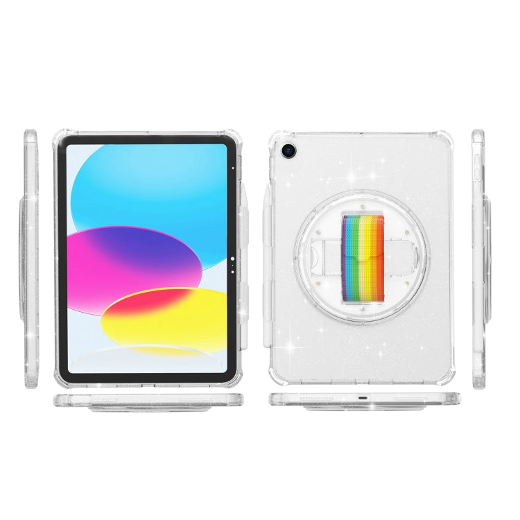 For iPad 10.2 2021 / 2020 / 10.5 Terminator Shockproof Glitter Powder Tablet Case with Grip Strap(White) by bashfashion