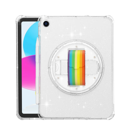 For iPad 10.2 2021 / 2020 / 10.5 Terminator Shockproof Glitter Powder Tablet Case with Grip Strap(Transparent) by bashfashion