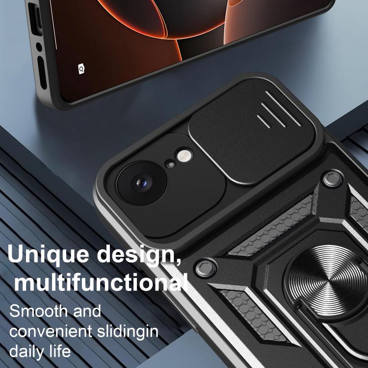 For iPhone 16e Sliding Camera Cover Design TPU+PC Phone Case(Black) by bashfashion