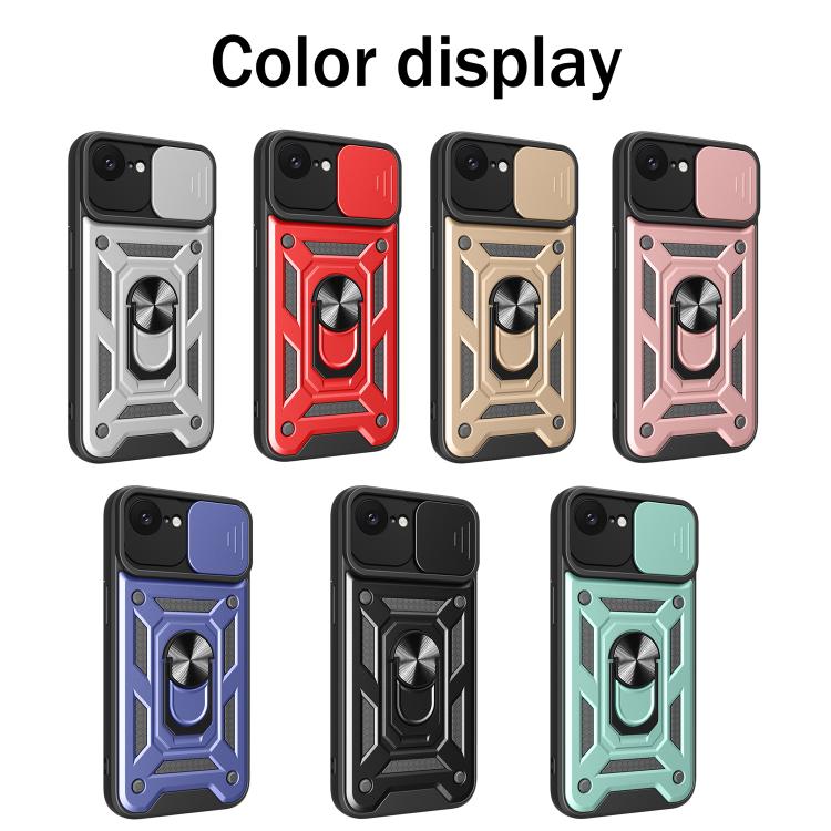 For iPhone 16e Sliding Camera Cover Design TPU+PC Phone Case(Rose Gold) by bashfashion