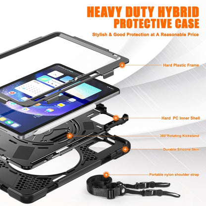 For Xiaomi Pad 6 / Pad 6 Pro Silicone Hybrid PC Tablet Case with Grip & Shoulder Strap(Black) by bashfashion