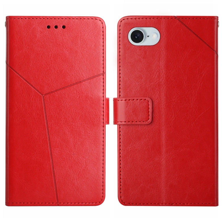 For iPhone SE 2024 HT01 Y-shaped Pattern Flip Leather Phone Case(Red) by bashfashion