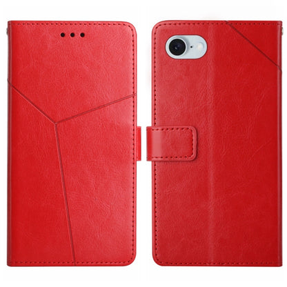 For iPhone SE 2024 HT01 Y-shaped Pattern Flip Leather Phone Case(Red) by bashfashion