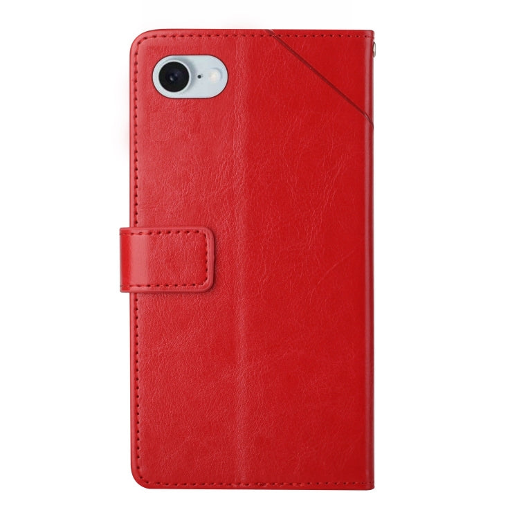 For iPhone SE 2024 HT01 Y-shaped Pattern Flip Leather Phone Case(Red) by bashfashion