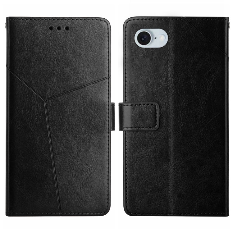 For iPhone SE 2024 HT01 Y-shaped Pattern Flip Leather Phone Case(Black) by bashfashion