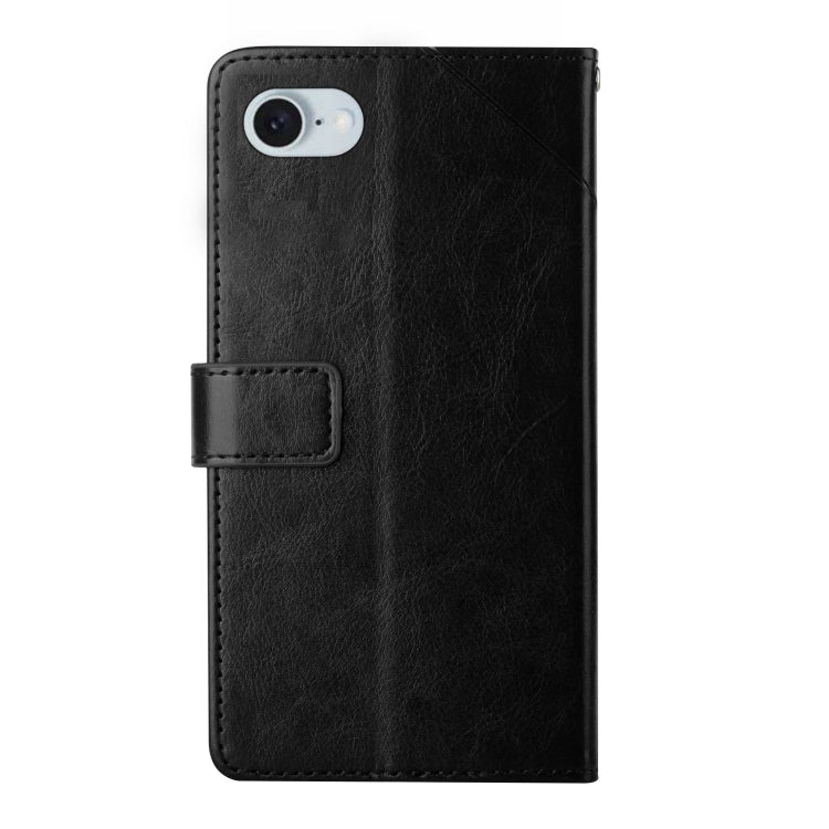 For iPhone SE 2024 HT01 Y-shaped Pattern Flip Leather Phone Case(Black) by bashfashion
