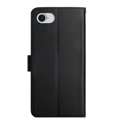 For iPhone 16e Genuine Leather Fingerprint-proof Flip Phone Case(Black) by bashfashion