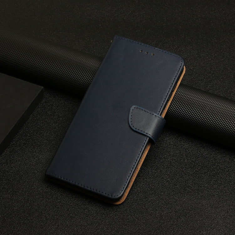 For iPhone 16e Genuine Leather Fingerprint-proof Flip Phone Case(Blue) by bashfashion