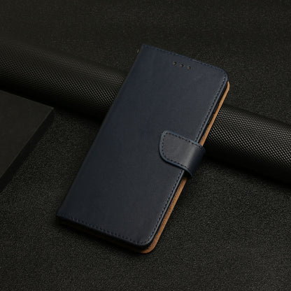 For iPhone 16e Genuine Leather Fingerprint-proof Flip Phone Case(Blue) by bashfashion