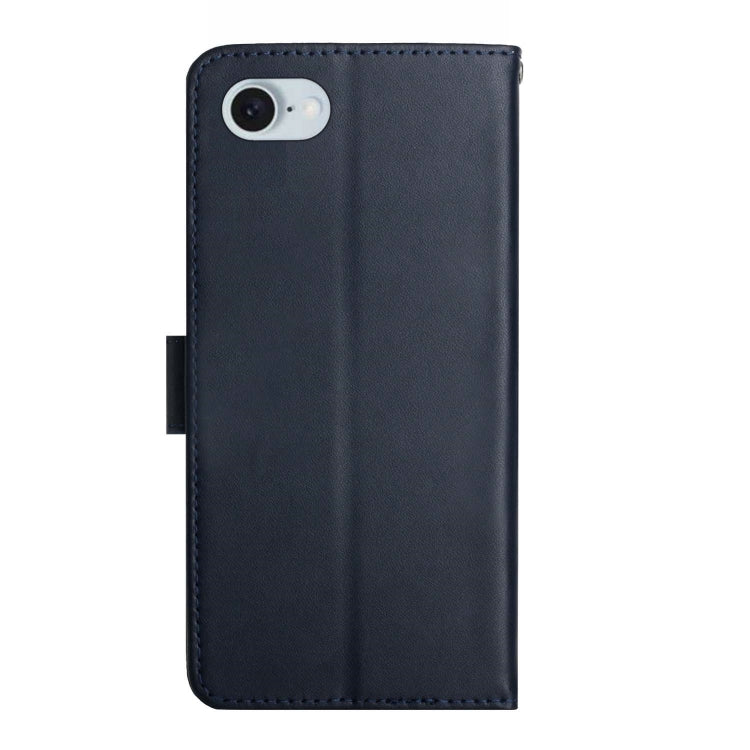 For iPhone 16e Genuine Leather Fingerprint-proof Flip Phone Case(Blue) by bashfashion
