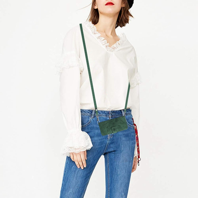 For iPhone 16e Skin Feel Sun Flower Embossed Flip Leather Phone Case with Lanyard(Green) by bashfashion