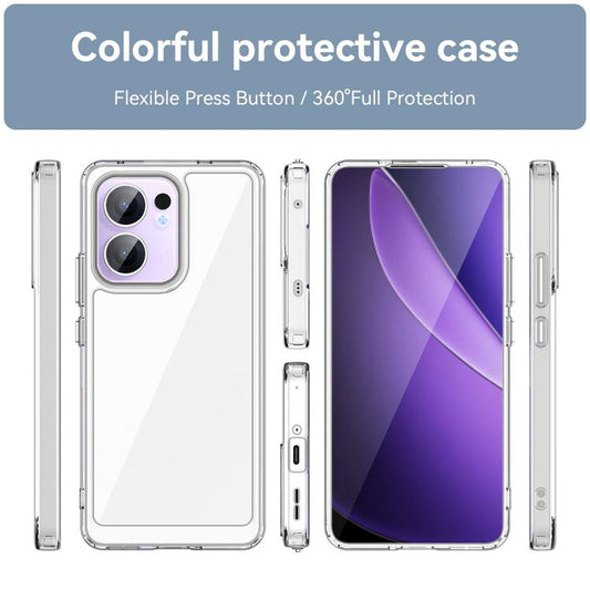 For OPPO Reno13 F Colorful Series Acrylic Hybrid TPU Phone Case(Transparent) by bashfashion