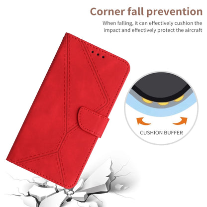 For iPhone 16e Stitching Embossed Leather Phone Case(Red) by bashfashion