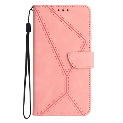 For iPhone 16e Stitching Embossed Leather Phone Case(Pink) by bashfashion