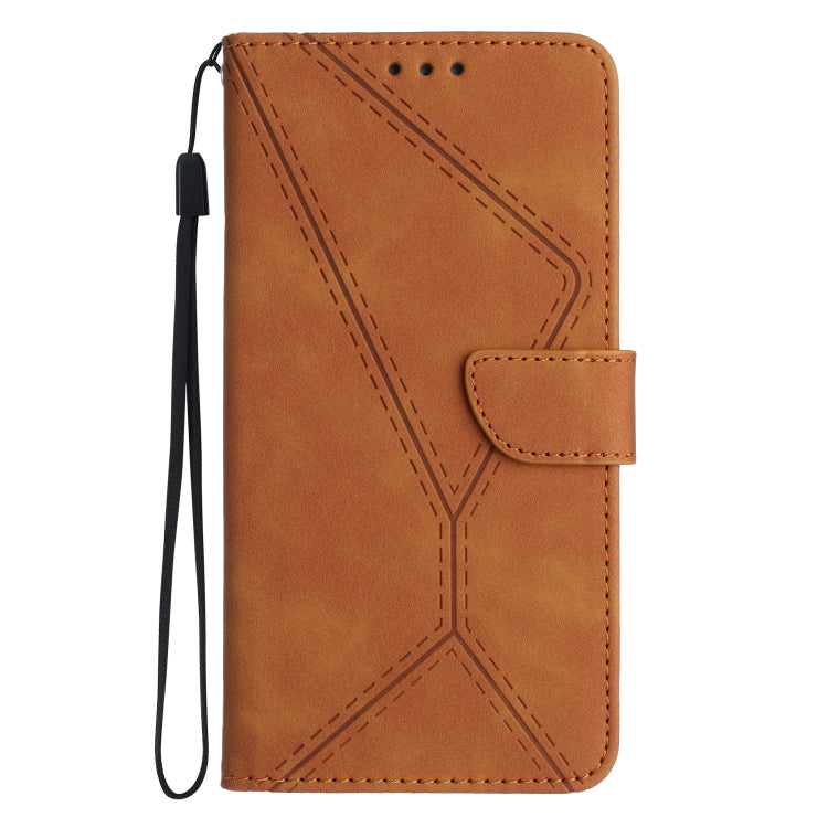 For iPhone 16e Stitching Embossed Leather Phone Case(Brown) by bashfashion