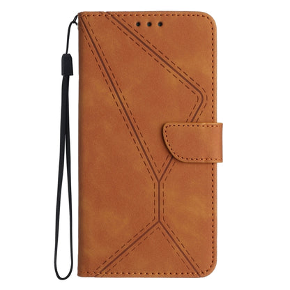 For iPhone 16e Stitching Embossed Leather Phone Case(Brown) by bashfashion