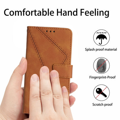 For iPhone 16e Stitching Embossed Leather Phone Case(Brown) by bashfashion
