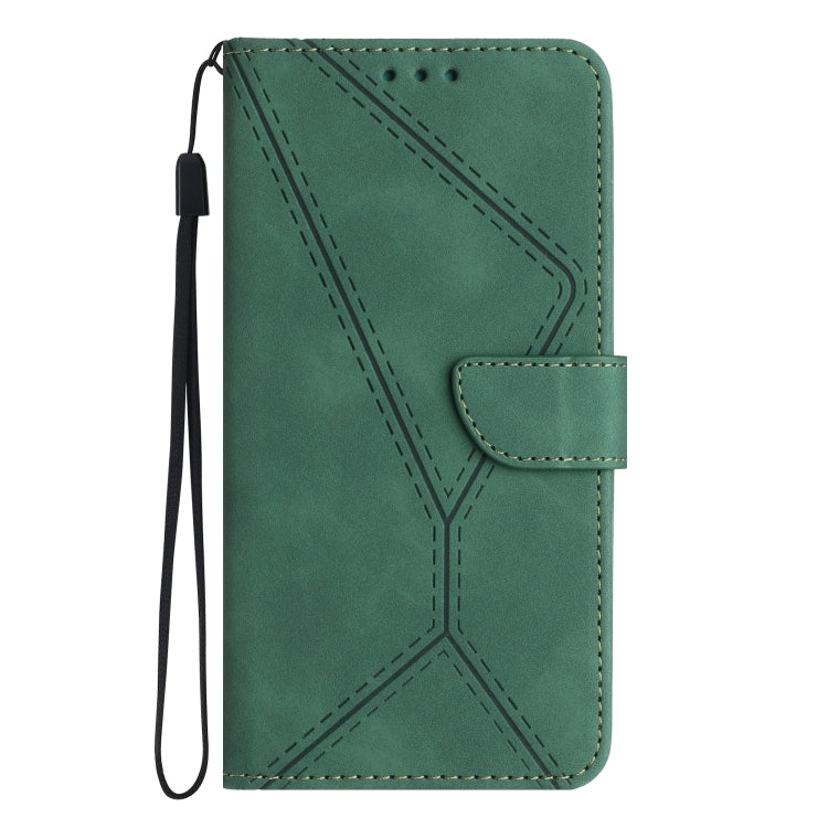 For iPhone 16e Stitching Embossed Leather Phone Case(Green) by bashfashion