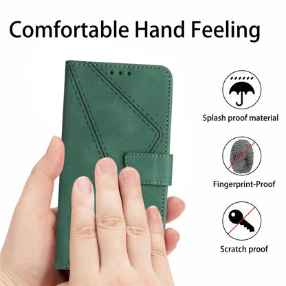 For iPhone 16e Stitching Embossed Leather Phone Case(Green) by bashfashion