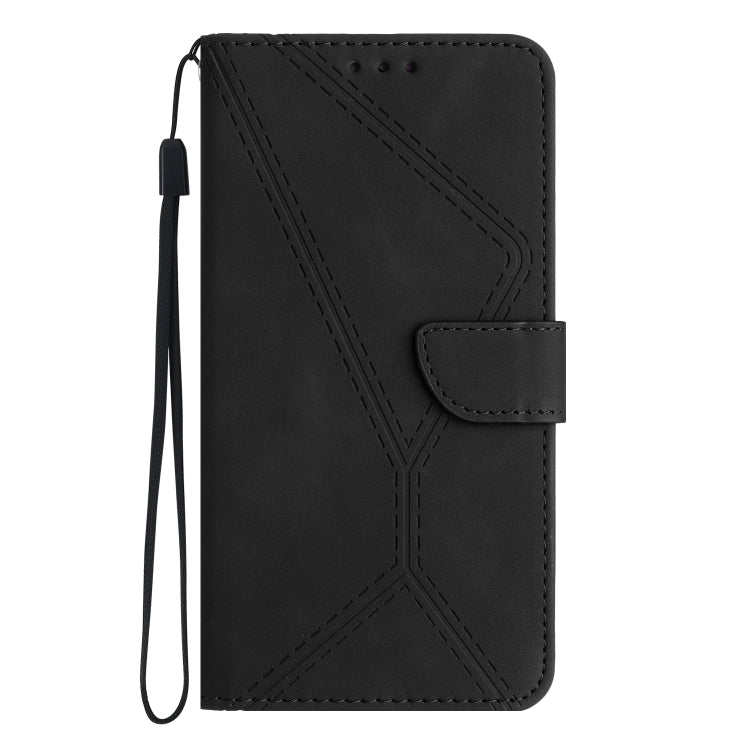 For iPhone 16e Stitching Embossed Leather Phone Case(Black) by bashfashion