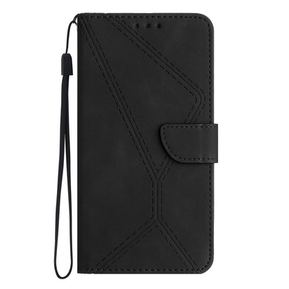 For iPhone 16e Stitching Embossed Leather Phone Case(Black) by bashfashion