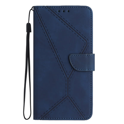 For iPhone 16e Stitching Embossed Leather Phone Case(Blue) by bashfashion