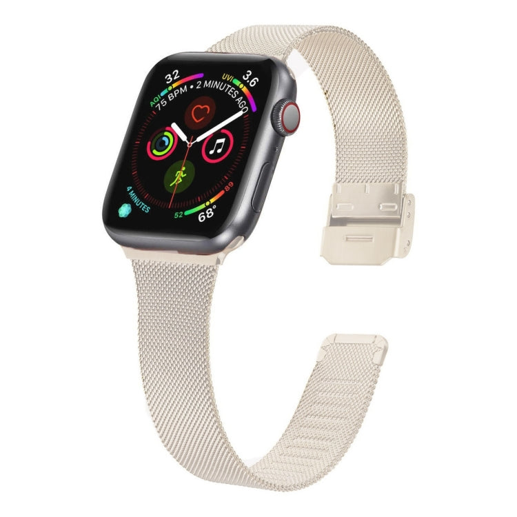 For Apple Watch Series 9&8&7 41mm / SE 3&SE 2&6&SE&5&4 40mm / 3&2&1 38mm Milanese Stainless Steel Watch Band(Starlight) by bashfashion