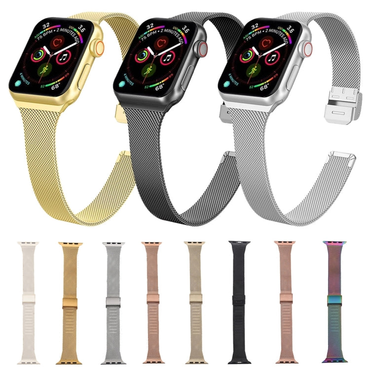 For Apple Watch Series 9&8&7 41mm / SE 3&SE 2&6&SE&5&4 40mm / 3&2&1 38mm Milanese Stainless Steel Watch Band(Starlight) by bashfashion